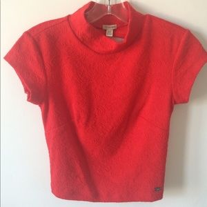 GUESS red open back crop top